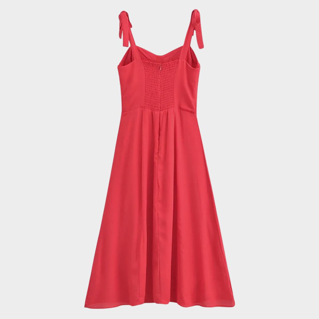Women's Bodycon Tie-Strap Dress – Sleeveless A-Line Fit – Red