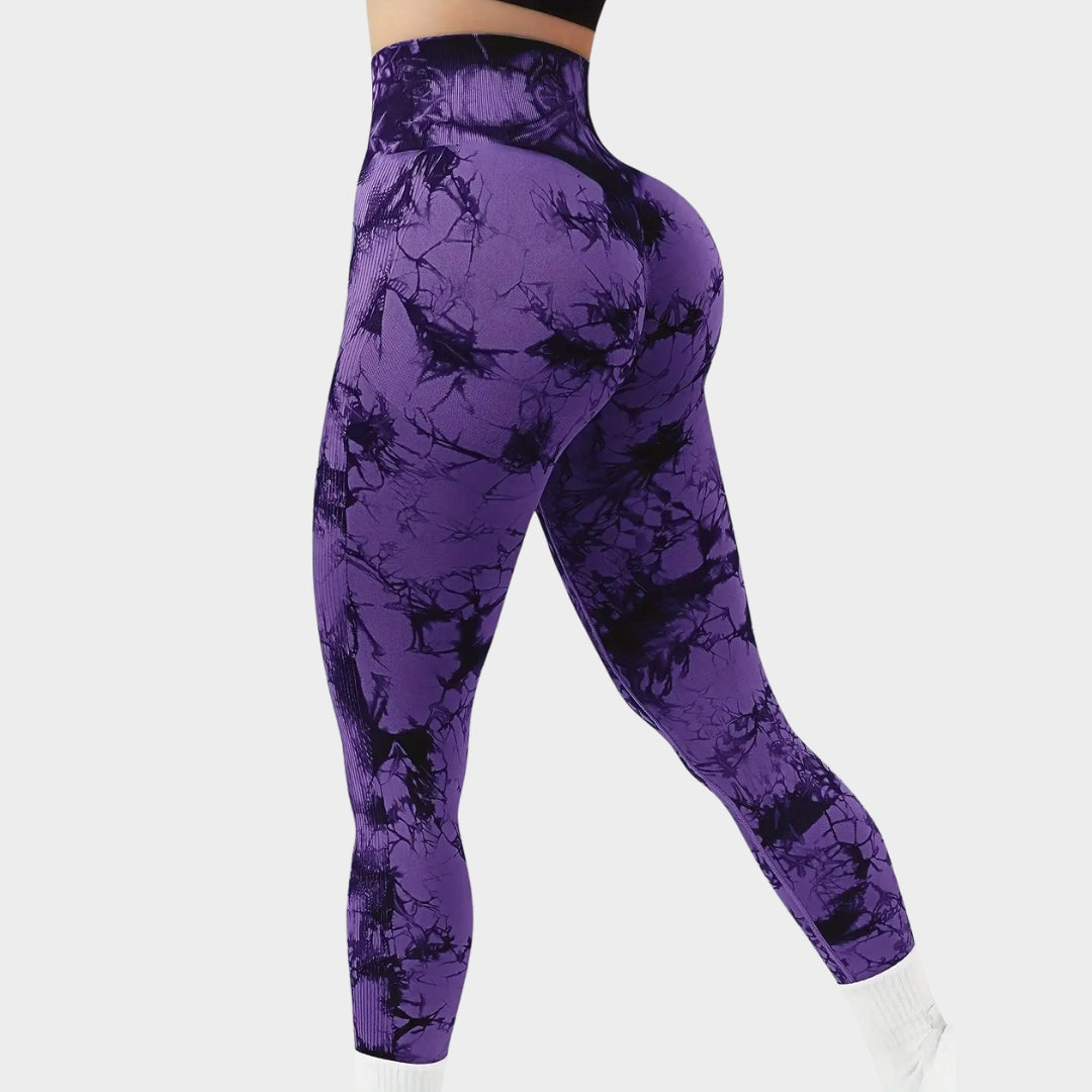 Women's Tie-Dye Seamless High-Waist Leggings - Butt-Lifting Stretch Fitness & Yoga Trousers - Multiple Colours