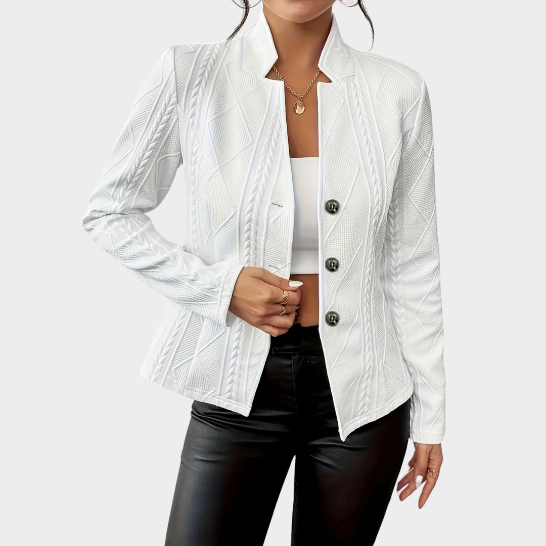Women's Blazer – Knitted Fabric – Button Detail – Elegant & Comfortable – Multiple Colours