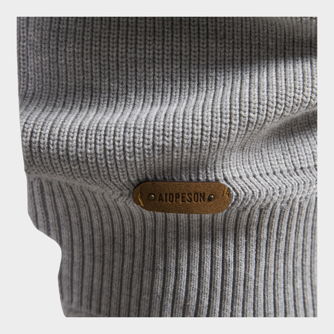 Men's Cotton Zipper Sweater– High Collar Knitted Sweater - Warm Casual Winter Fashion
