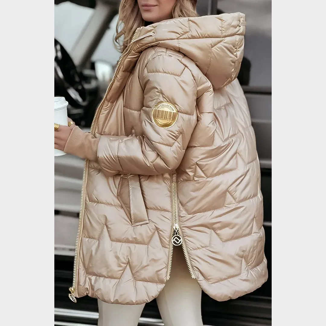 Women’s Hooded Parka Coat – Long Sleeve Cotton Blend Jacket with Padded Lining and Zipper Closure – Multiple Colours