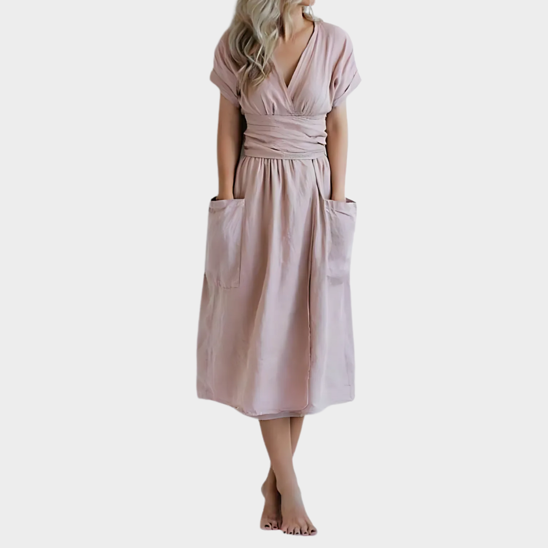 Women's Casual Night Dress – Loose Fit Cotton Linen – Pockets – Multiple Colours