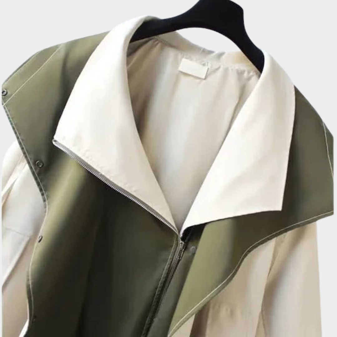 Women’s Windbreaker Jacket – Waterproof and Windproof Mid-Length Coat with Drawcord Waist and Double Layer Design – Multiple Colours