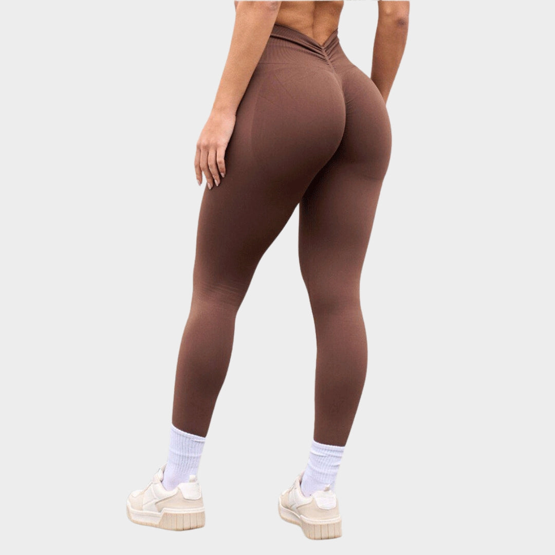 Women's Seamless High-Waist Leggings - Butt-Lifting V-Fold Design - Stretch & Supportive Fitness Trousers - Multiple Colours