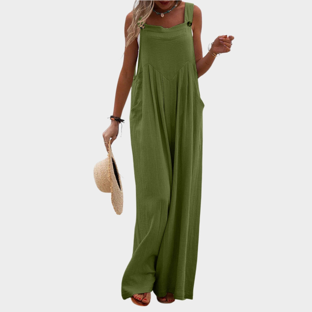 Women Lace-Up Hollow Out Jumpsuit – Long Pants, V-Neck, Elegant Office Rompers