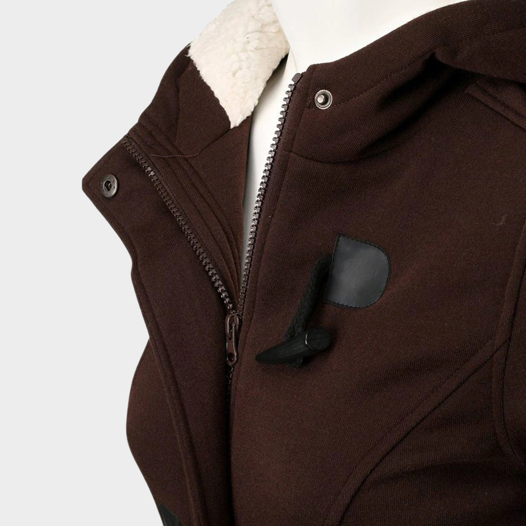 Women's Hooded Coat - Zipper & Horn Button - Casual Fit - Multiple Colours