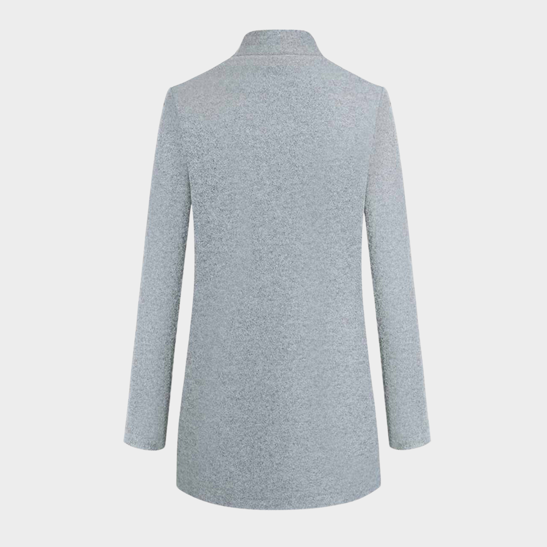 Women's Woolen Coat – Mid-Length Overcoat – Stand Collar – Slim Fit – Elegant Design – Multiple Colours