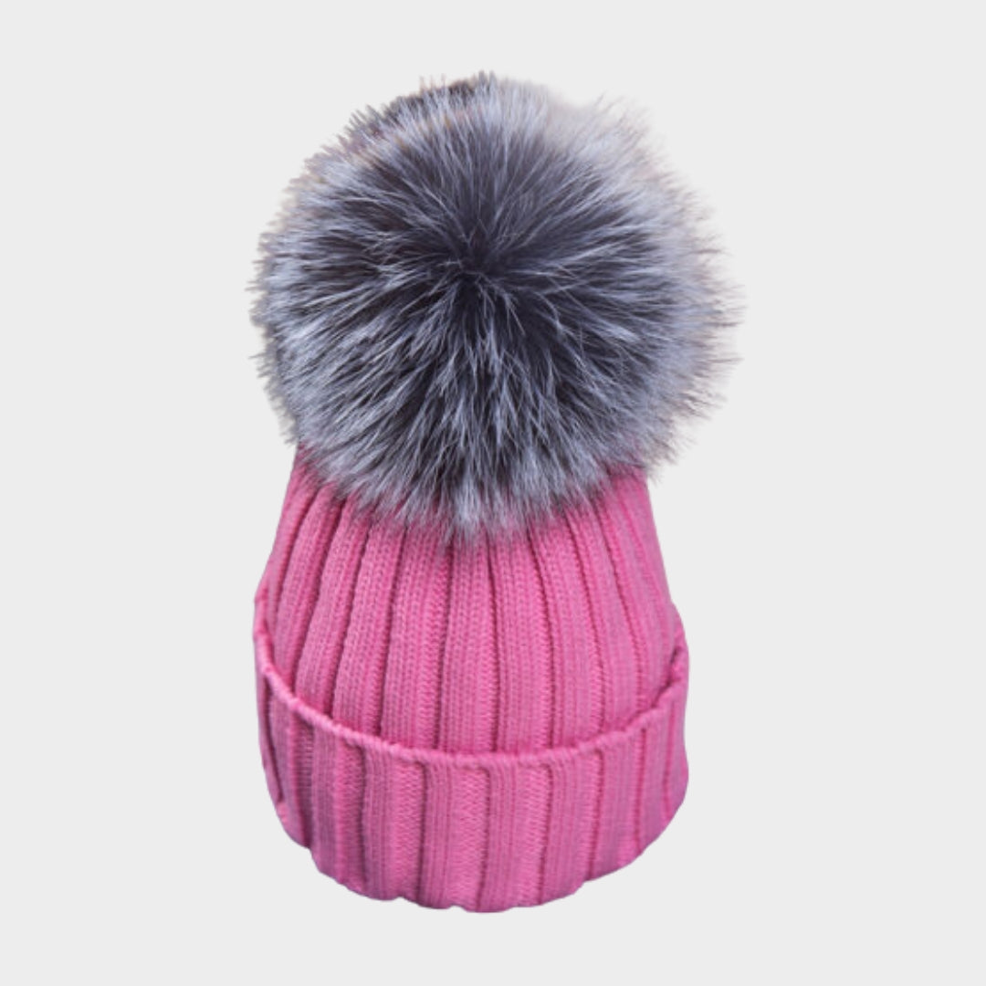Women’s Warm Winter Beanie – Faux Fur Pom Pom Knit Ski Cap in Multiple Colors