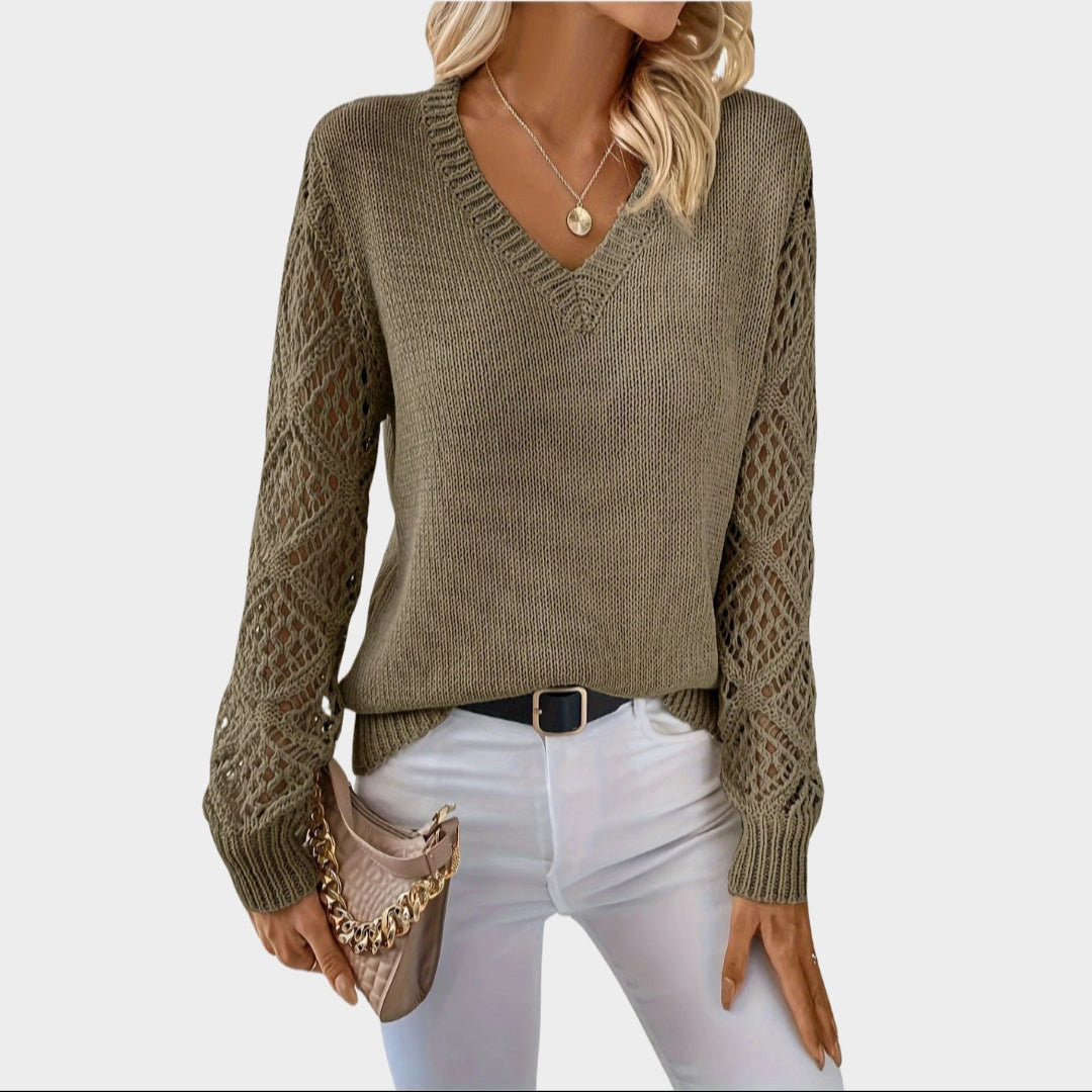Women’s V-Neck Knitted Sweater - Solid Colors, Casual Fit, Autumn Fashion, Multiple Colors