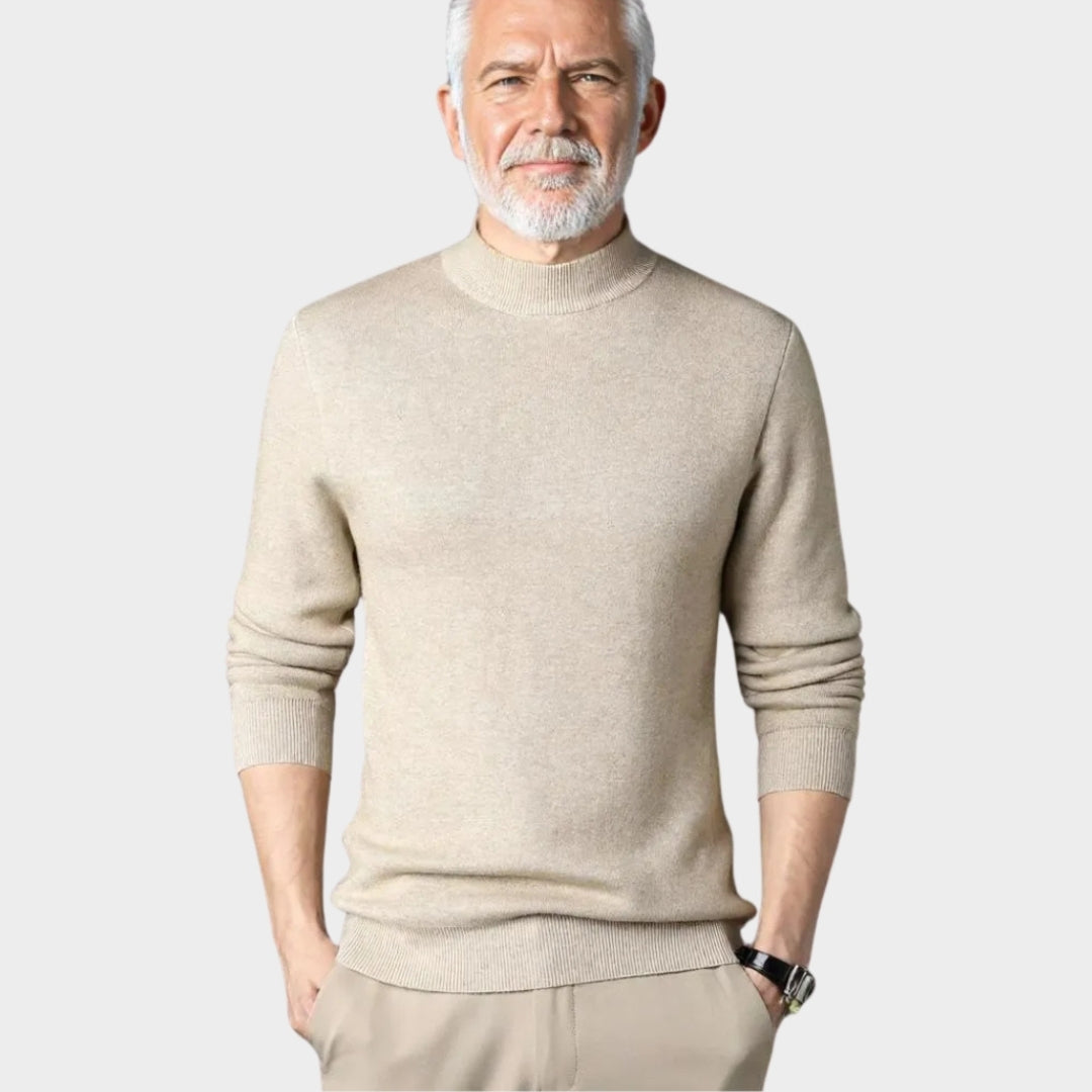 Men's Cashmere Knitted Sweater – Half Turtleneck Slim Fit - Multiple colours
