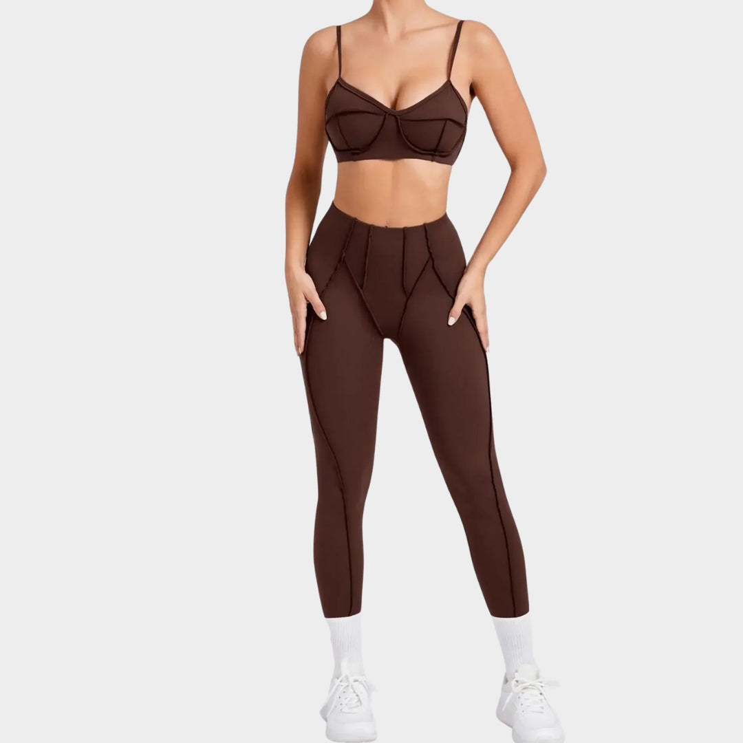 Women's Seamless Yoga Set - High-Waist Butt-Lifting Leggings & Backless Sports Bra - Stretch & Breathable Gym Outfit - Multiple Colours