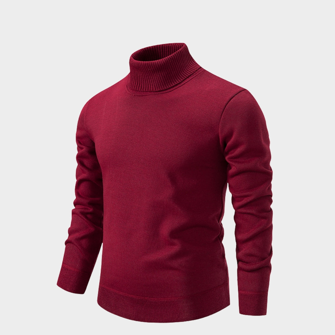 Men’s Turtleneck Sweater - Solid Color Slim Fit Casual Knitwear, Warm Winter Sweater, Black, Navy, White, and More