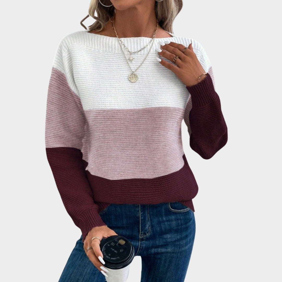 Elegant Patchwork Women’s Sweater - Loose Fit, Knitted Autumn Winter Tops, Gold, Black, and More