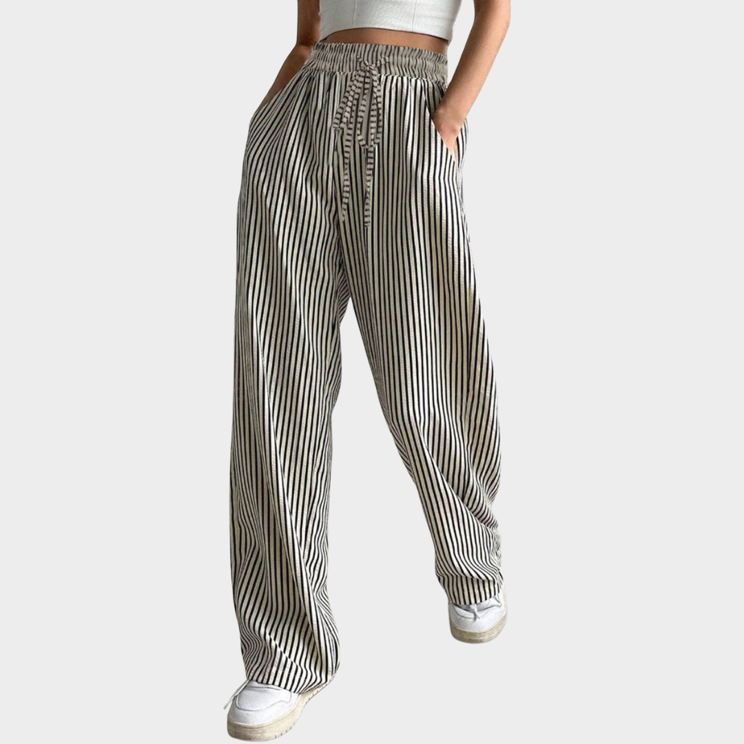 Women’s Striped Relaxed Fit Bottom – Lightweight Casual Wear with Breathable Fabric – Timeless Comfortable Design – Multiple Colours