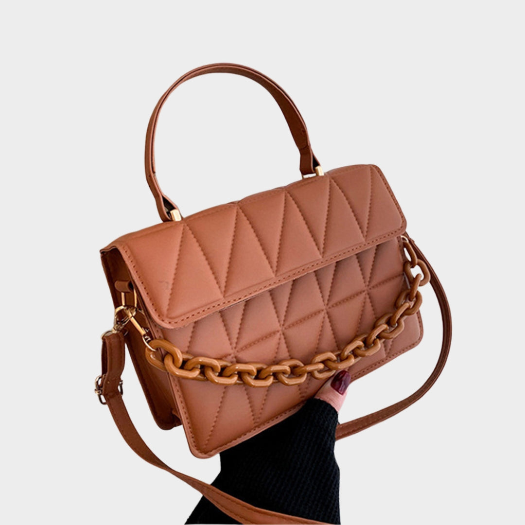 Fashion Checkered Women’s Shoulder Bag - Chain Crossbody Small Flap Top Handbag in Black, Brown, and More