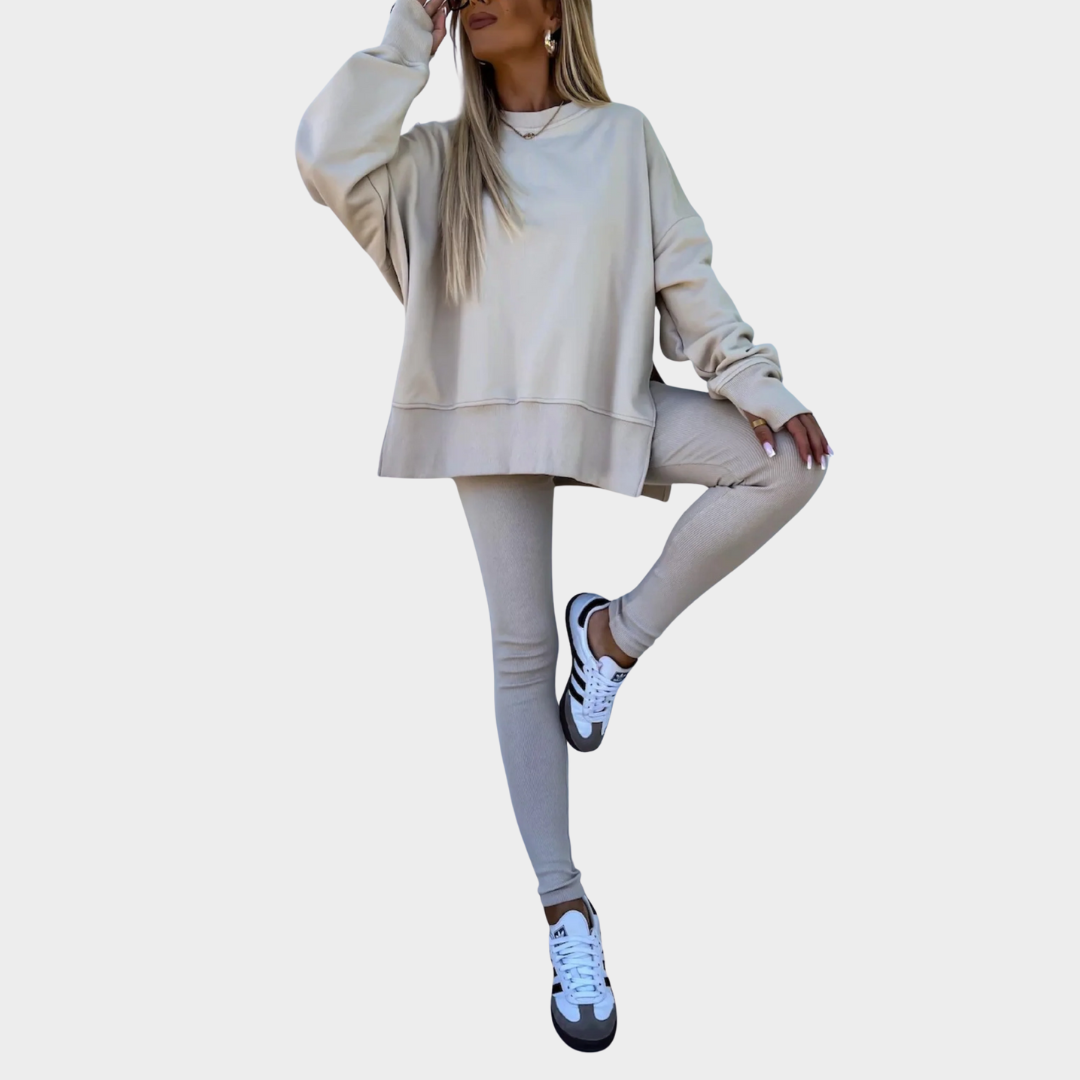 Women Casual Two-Piece Tracksuit – Long Sleeve Sweatshirt and Pants Set – Relaxed Fit Comfort – Multiple Colours