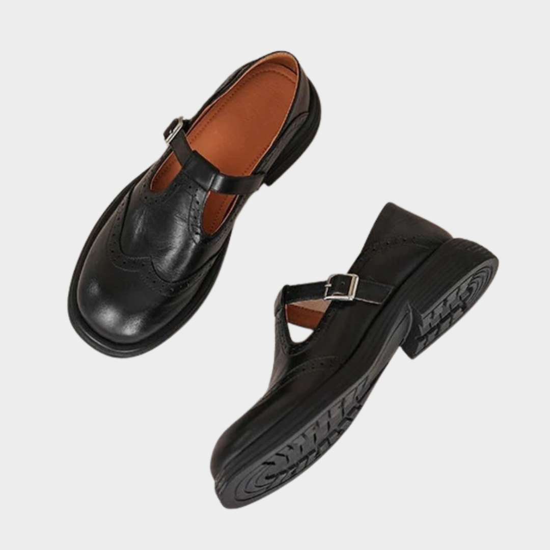 Women’s Elegant Mary Janes – Classic Leather Shoes with Strap Fastening and Comfort Sole – Multiple Colours