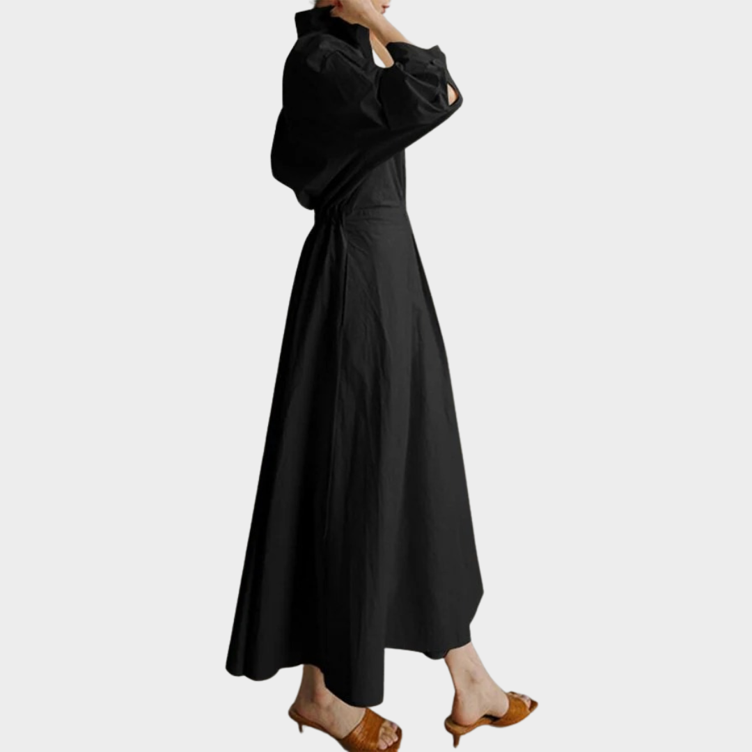 Women’s Loose A-Line Polo Collar Dress – Elegant Nine Sleeve Swing Fit – Lightweight and Flowy – Multiple Colours