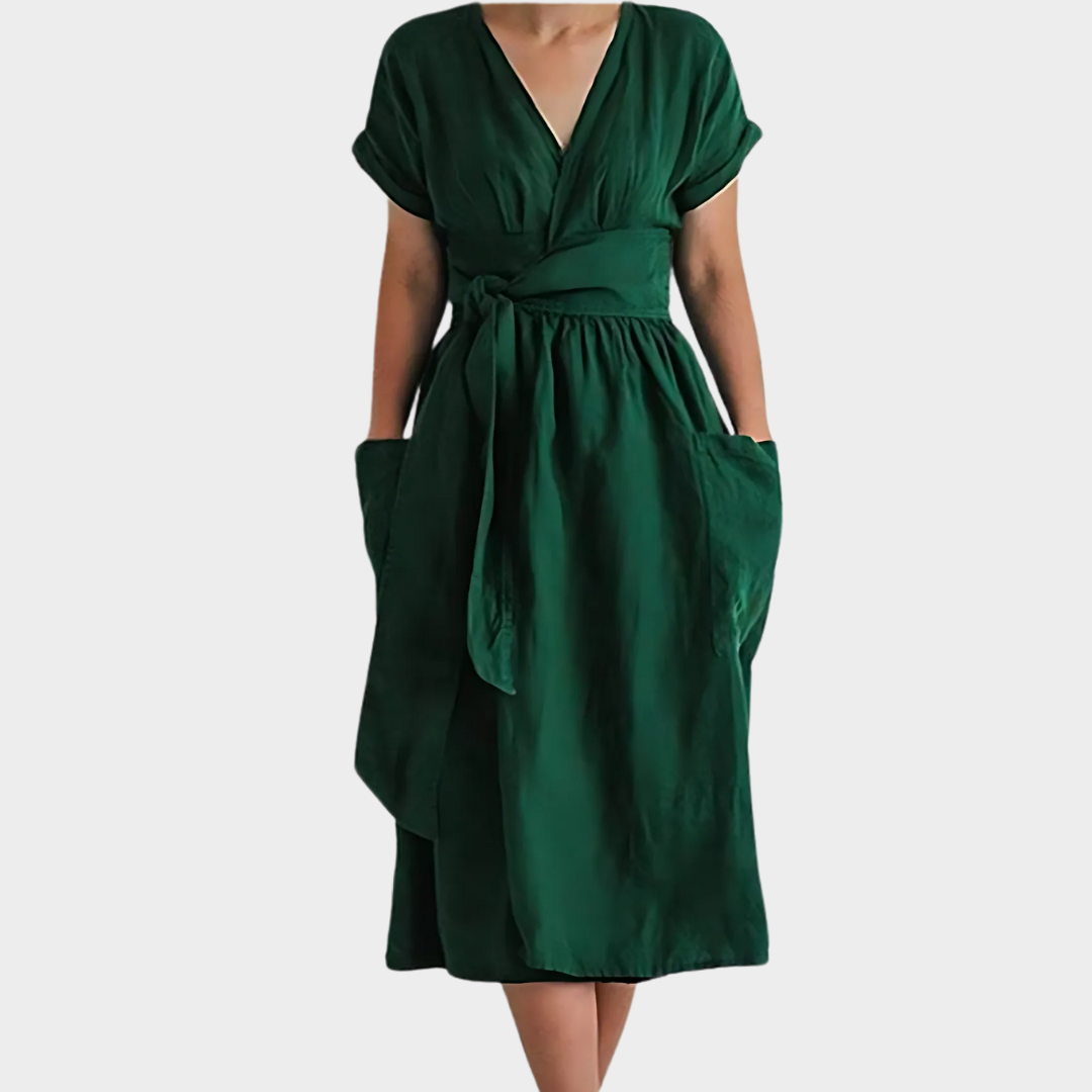 Women's Casual Night Dress – Loose Fit Cotton Linen – Pockets – Multiple Colours