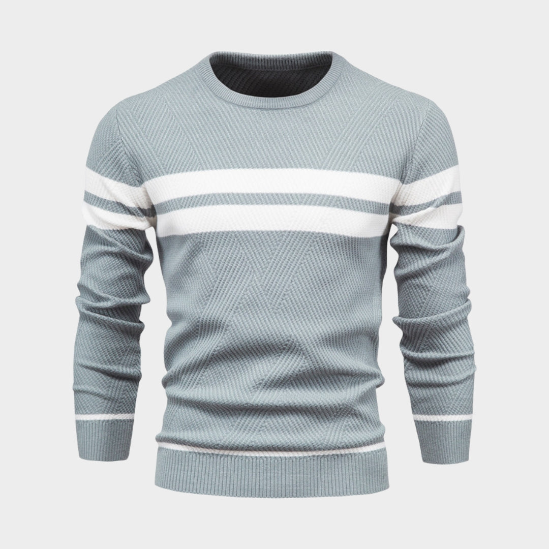 Men's Patchwork Sweater - O-Neck, Long Sleeve, Slim Fit, Warm Casual Knitwear (Coffee, Black, Army Green, and More)