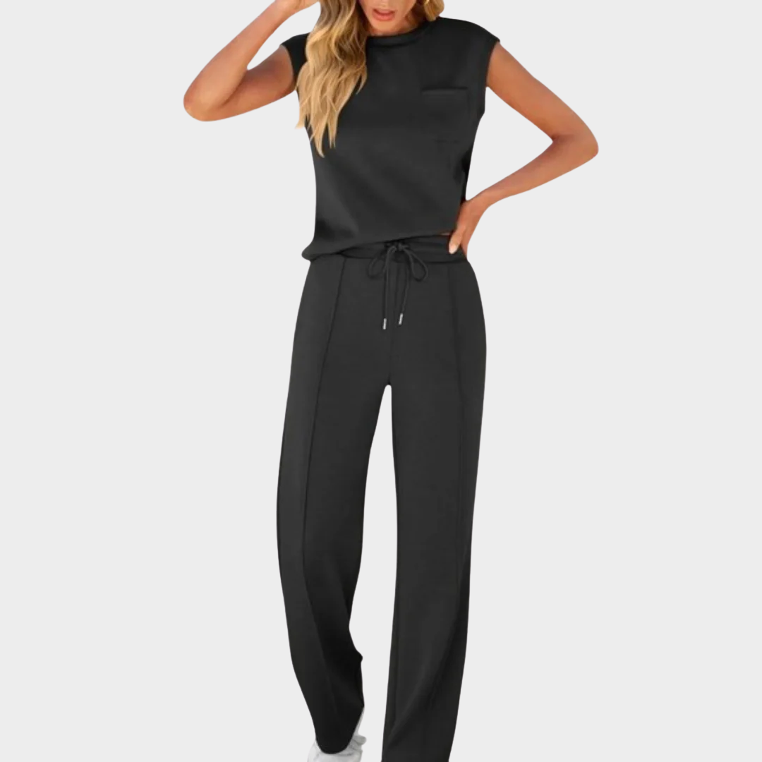 Women’s Casual Lounge Co-Ord – High Waist Two-Piece Sleeveless Set – Multiple Colours