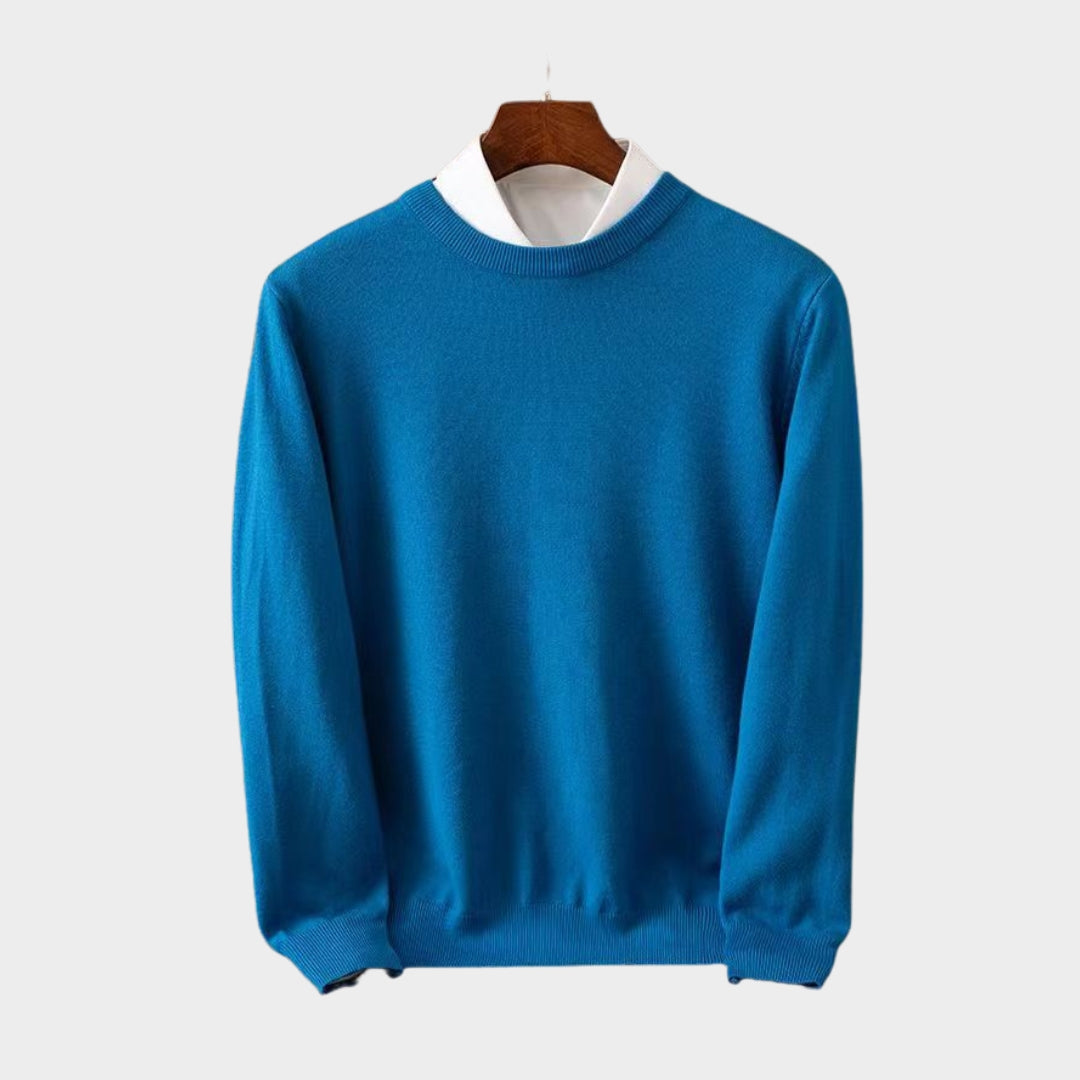 Cashmere Men’s Sweater – Soft O-Neck Knit, Long Sleeve Wool Pullover, Multiple Colors