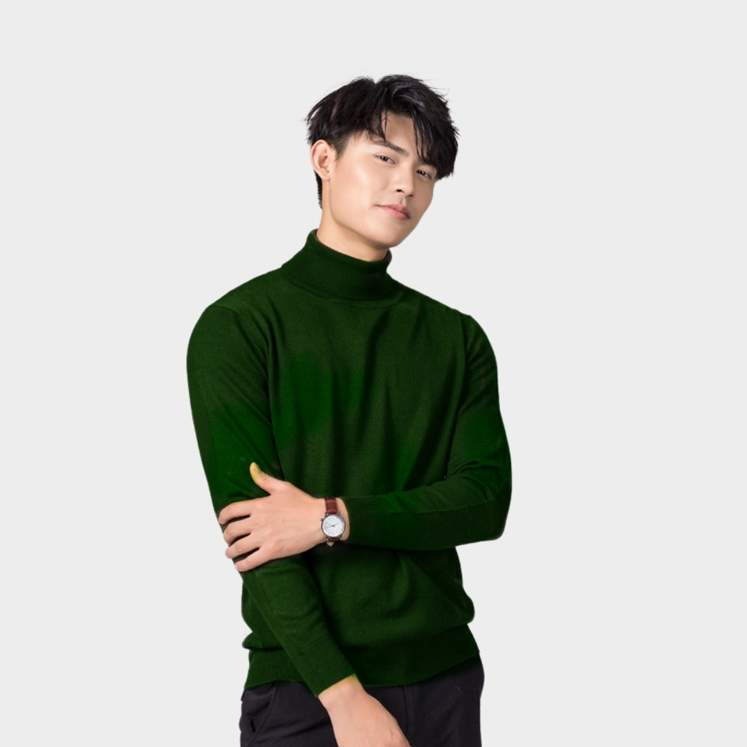 Men's Turtleneck Cashmere Cotton Blend Pullover Sweater – Fall/Winter, Yellow/Blue/Black/and More