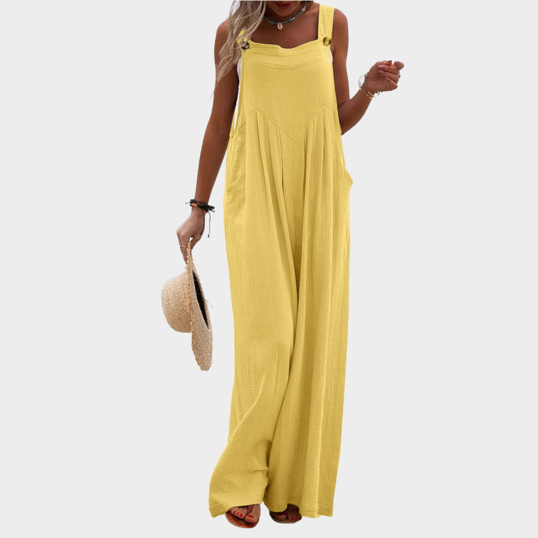 Women Lace-Up Hollow Out Jumpsuit – Long Pants, V-Neck, Elegant Office Rompers