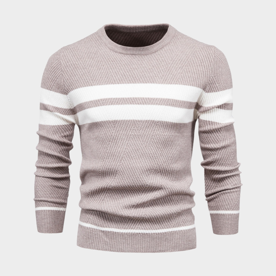 Men's Patchwork Sweater - O-Neck, Long Sleeve, Slim Fit, Warm Casual Knitwear (Coffee, Black, Army Green, and More)