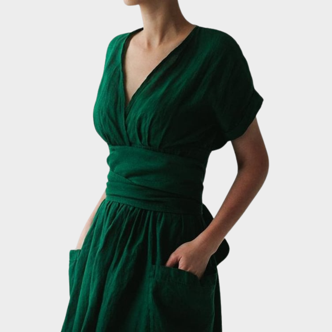 Women's Casual Night Dress – Loose Fit Cotton Linen – Pockets – Multiple Colours