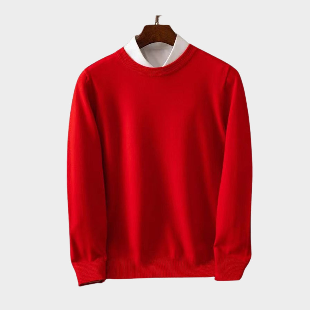 Cashmere Men’s Sweater – Soft O-Neck Knit, Long Sleeve Wool Pullover, Multiple Colors