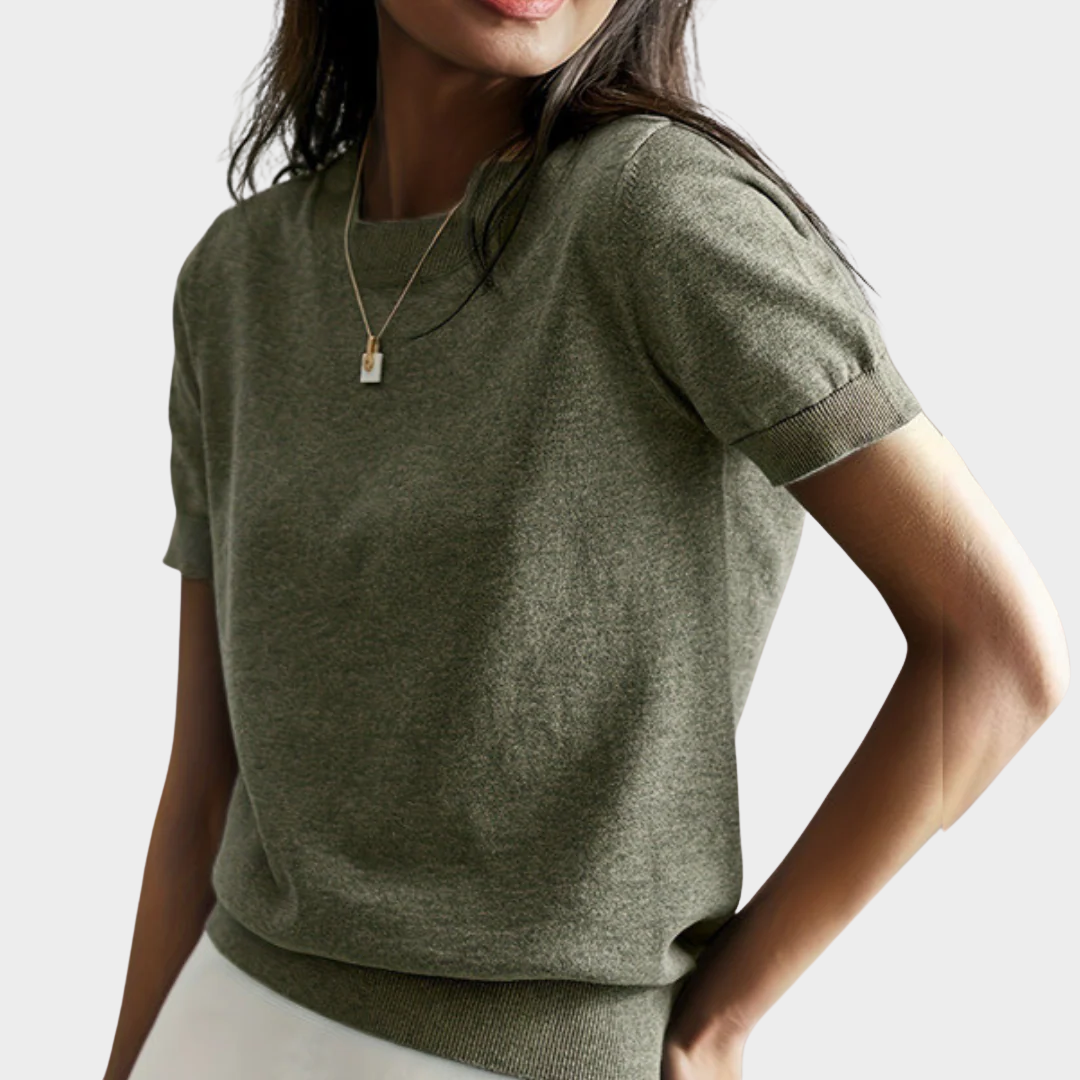 Women’s Casual Short Sleeve Crew Neck Top – Relaxed Fit Lightweight Knit Tee – Versatile Everyday Style – Multiple Colours