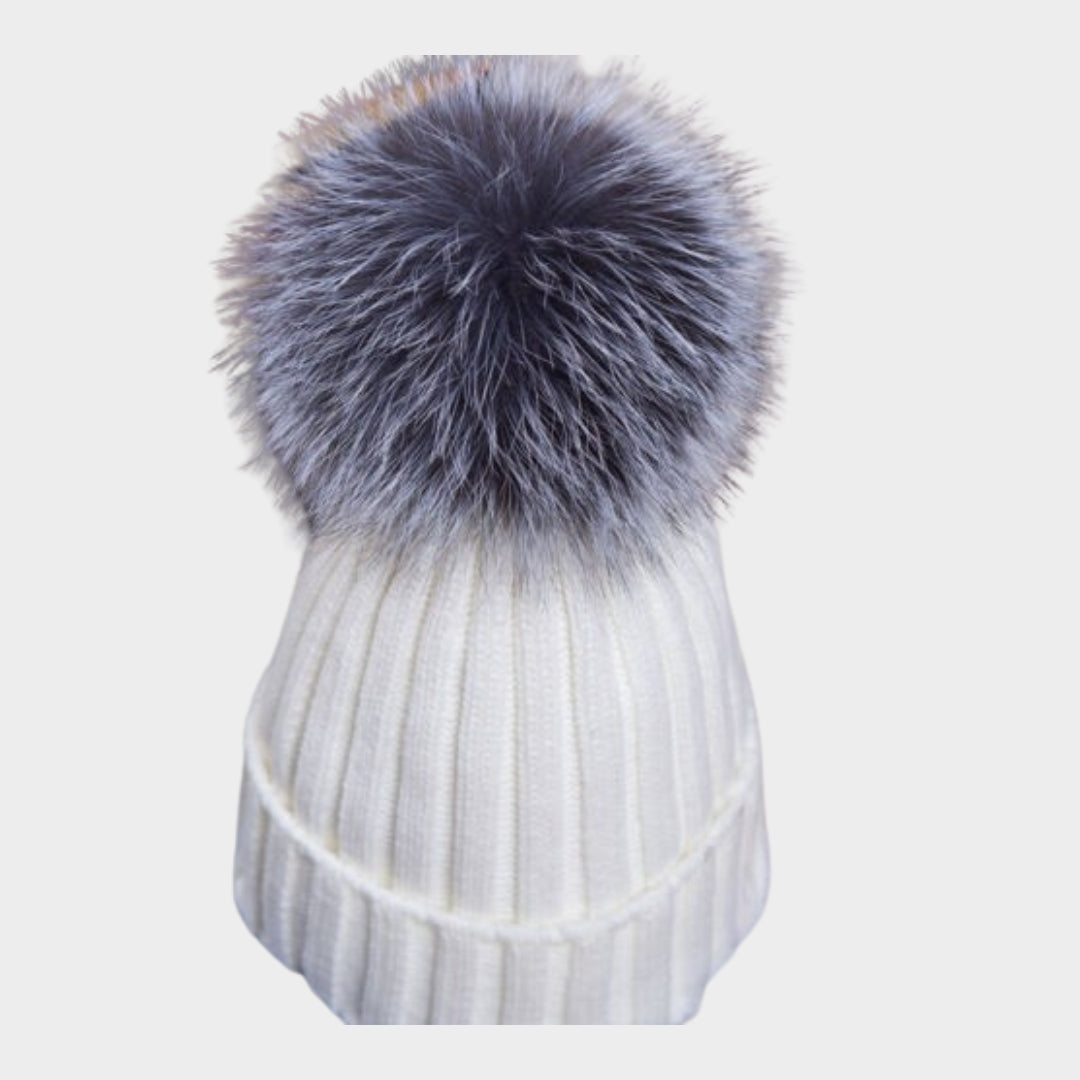 Women’s Warm Winter Beanie – Faux Fur Pom Pom Knit Ski Cap in Multiple Colors