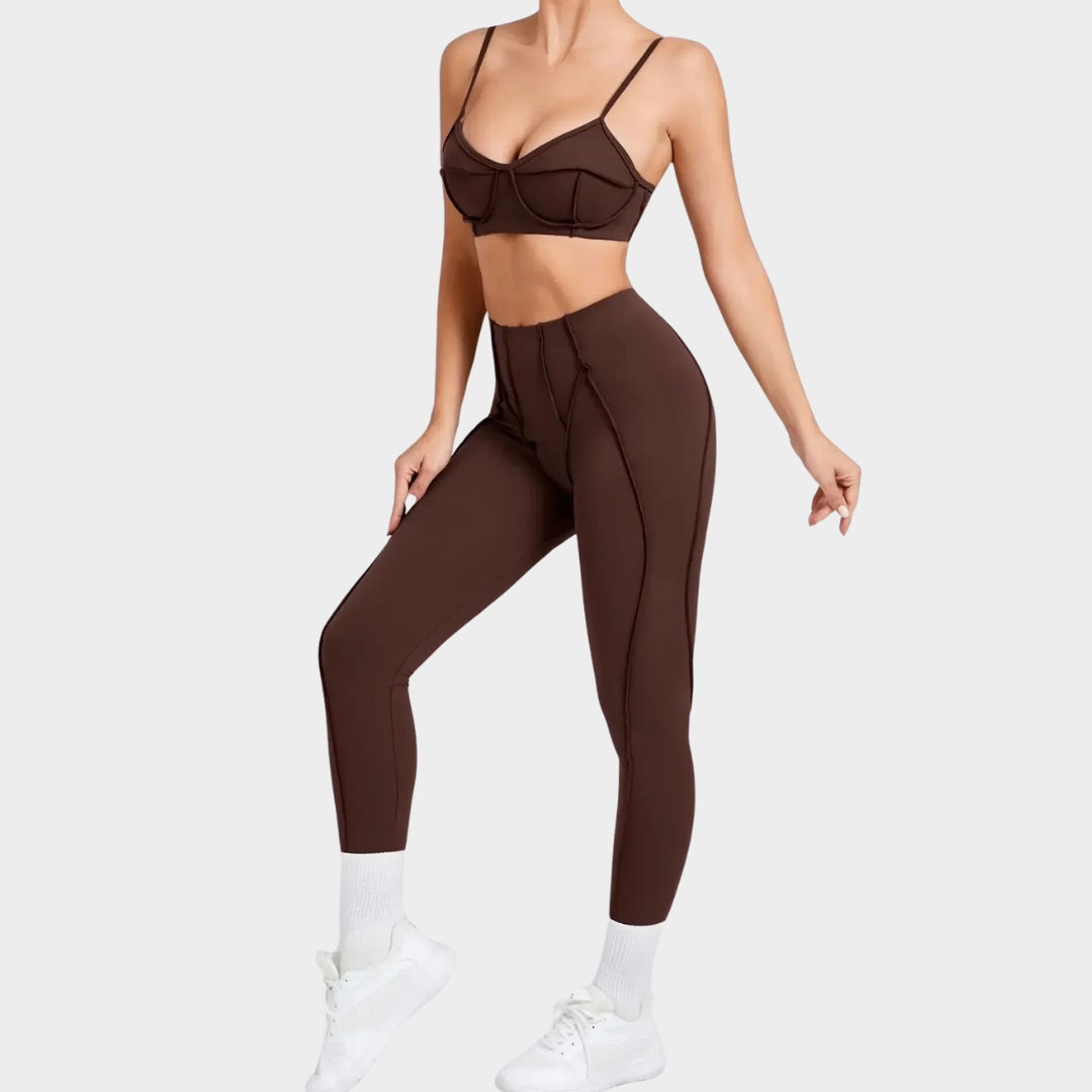 Women's Seamless Yoga Set - High-Waist Butt-Lifting Leggings & Backless Sports Bra - Stretch & Breathable Gym Outfit - Multiple Colours