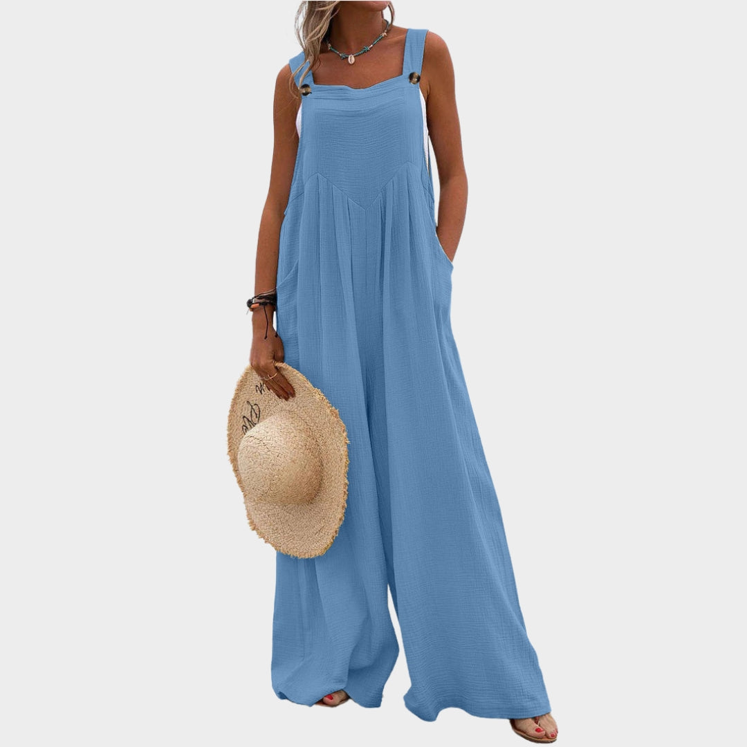 Women Lace-Up Hollow Out Jumpsuit – Long Pants, V-Neck, Elegant Office Rompers