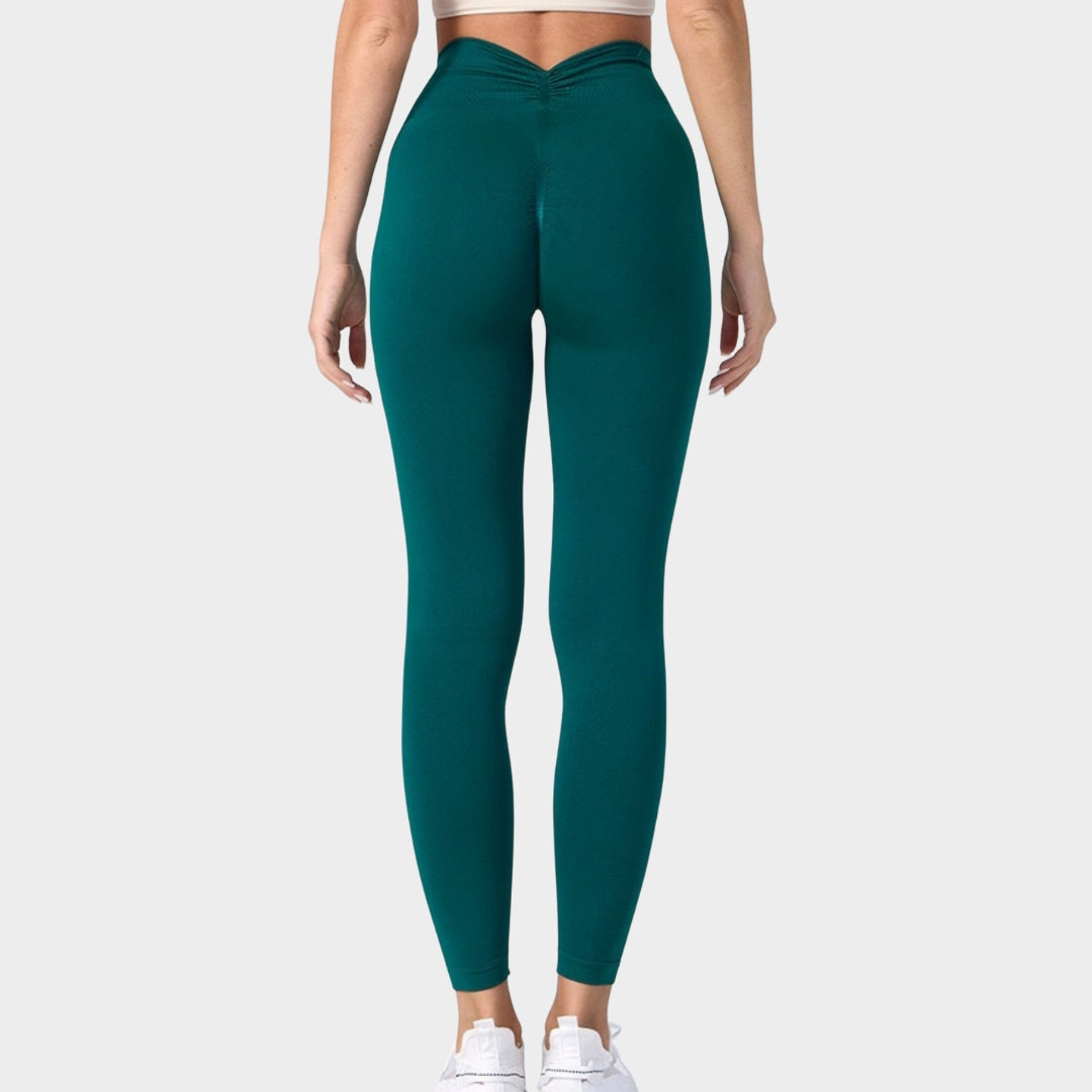 Women's Seamless High-Waist Leggings - Butt-Lifting V-Fold Design - Stretch & Supportive Fitness Trousers - Multiple Colours