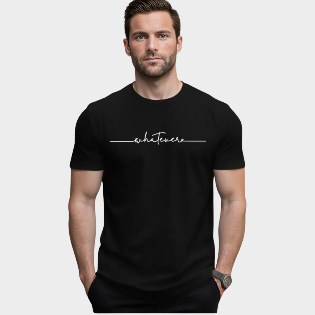 Men's Cotton T-Shirt – Loose Fit Round Neck Short Sleeve Tee – Letter Print Casual Top – Multiple Colours