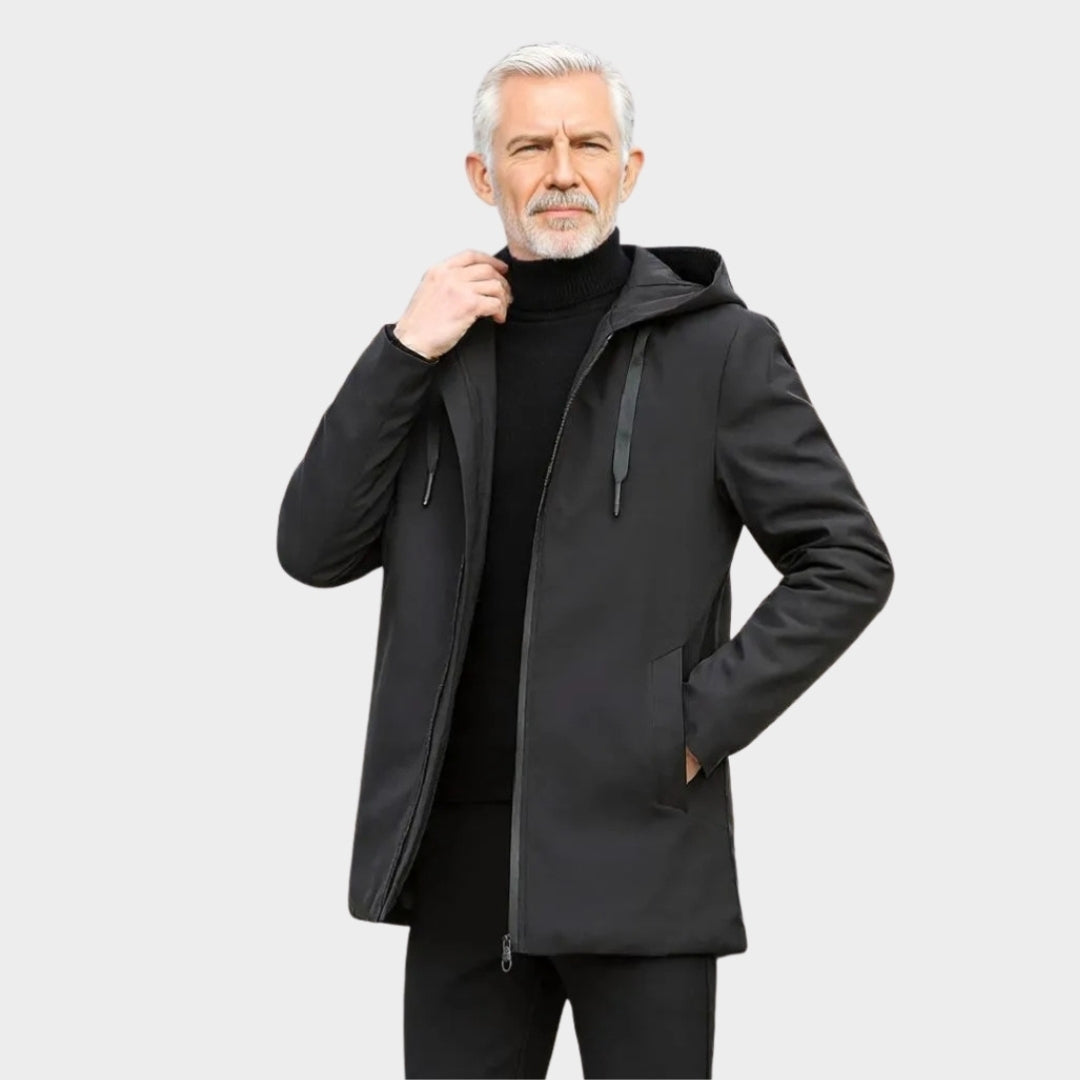 Men’s Hooded Trench Coat - Warm Thicken Windbreaker, Casual Autumn Winter Jacket, Black, Brown