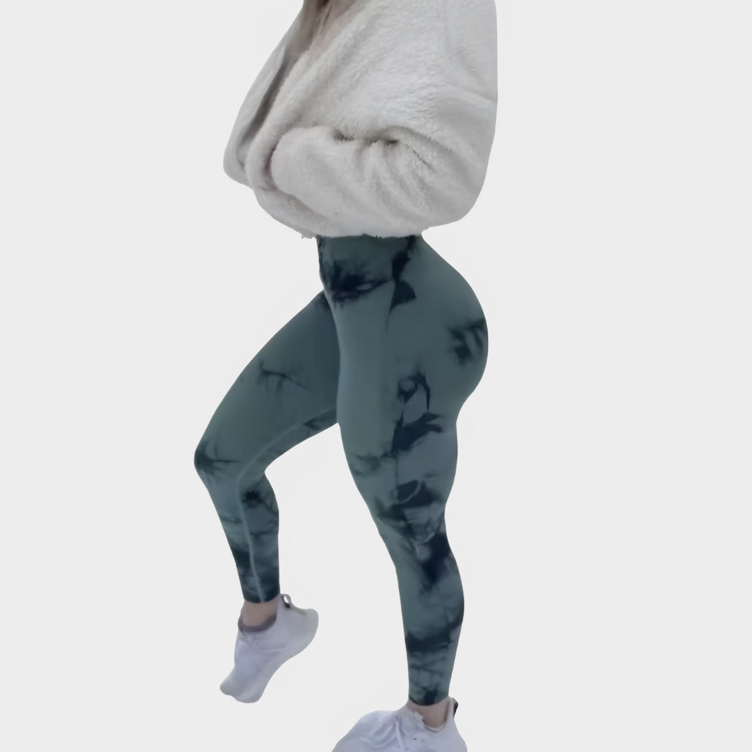 Women's Tie-Dye Seamless High-Waist Leggings - Butt-Lifting Stretch Fitness & Yoga Trousers - Multiple Colours